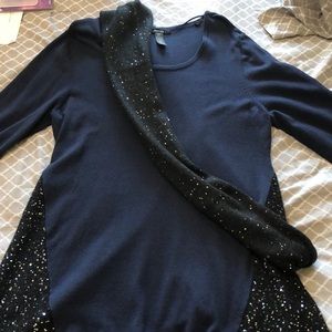 Never been worn navy sweater with matching scarf.